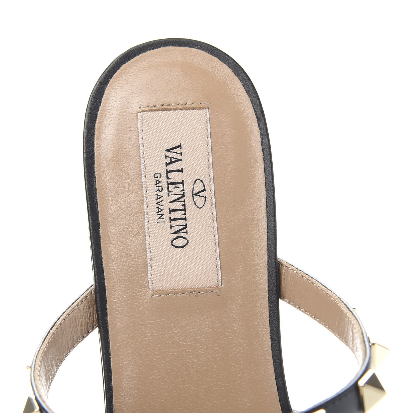 Pebbled Calfskin Rockstud Flat Cage Mules 37.5 Black