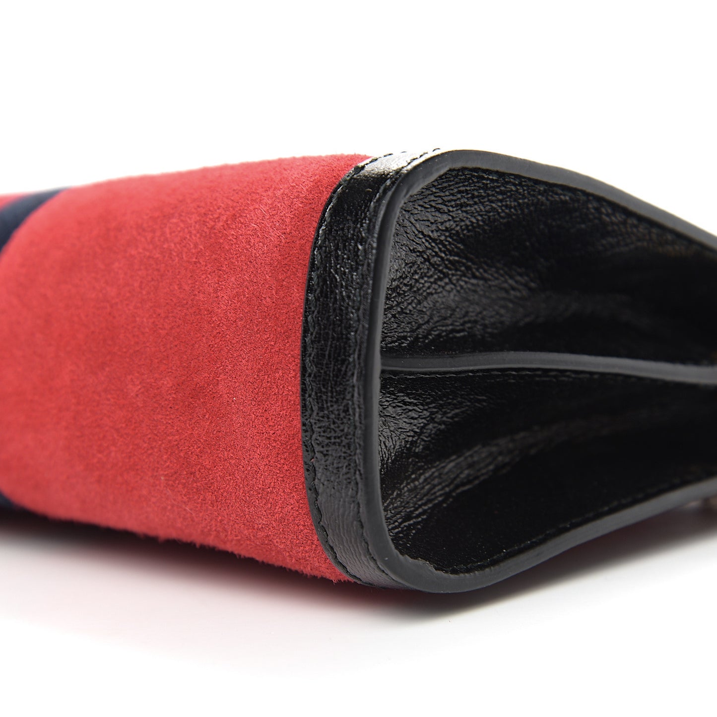 Suede Patent Web Small Ophidia Chain Shoulder Bag Hibiscus Red Black