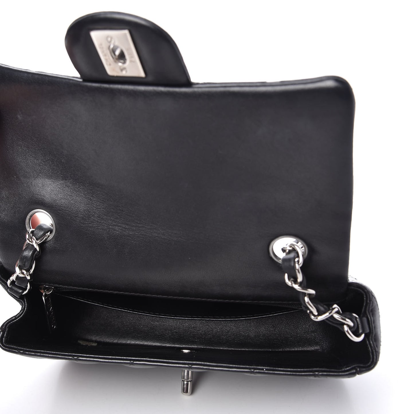 Lambskin Quilted Mini Rectangular Flap Black