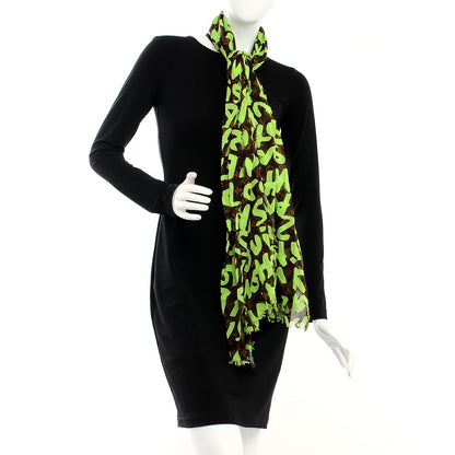 Louis Vuitton Cotton Graffiti Pareo Green 2 of 5