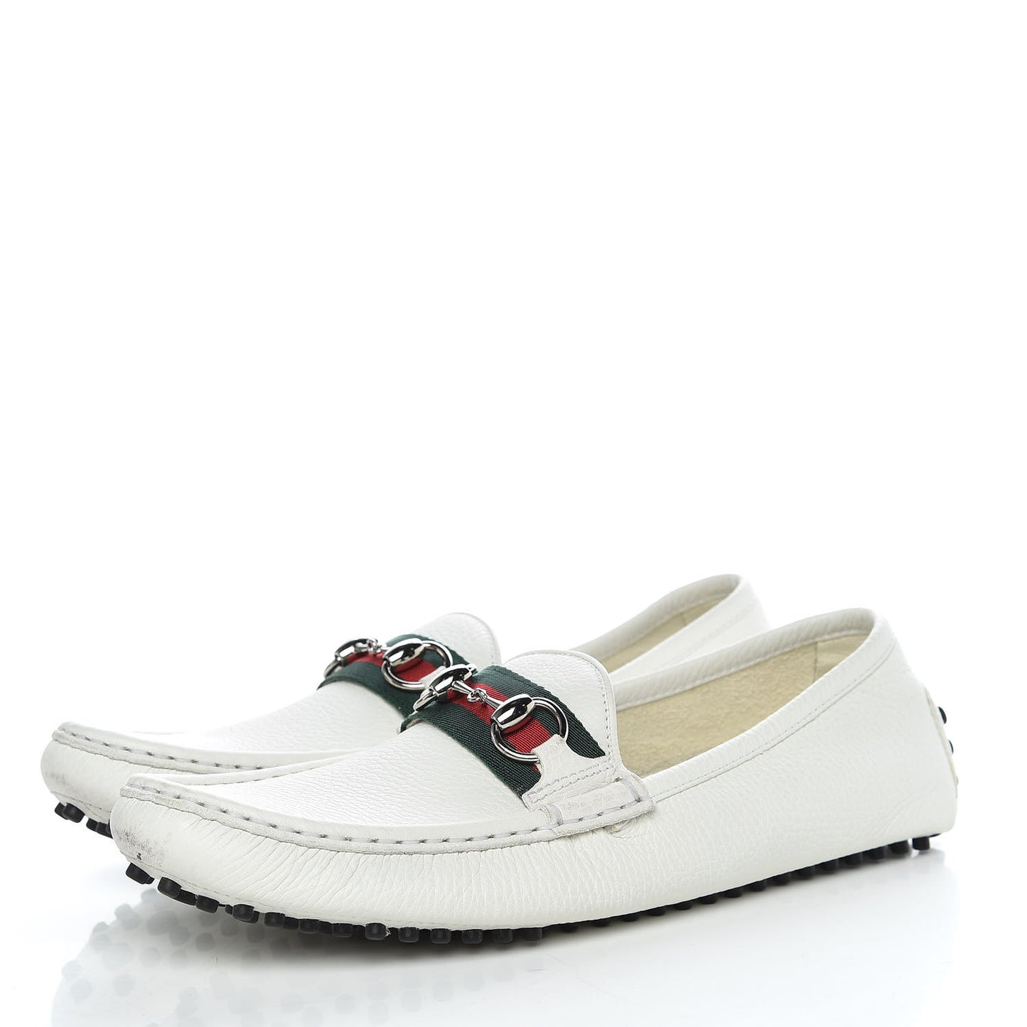 Road Calfskin Web Womens Horsebit Driver Loafers 39.5 Great White
