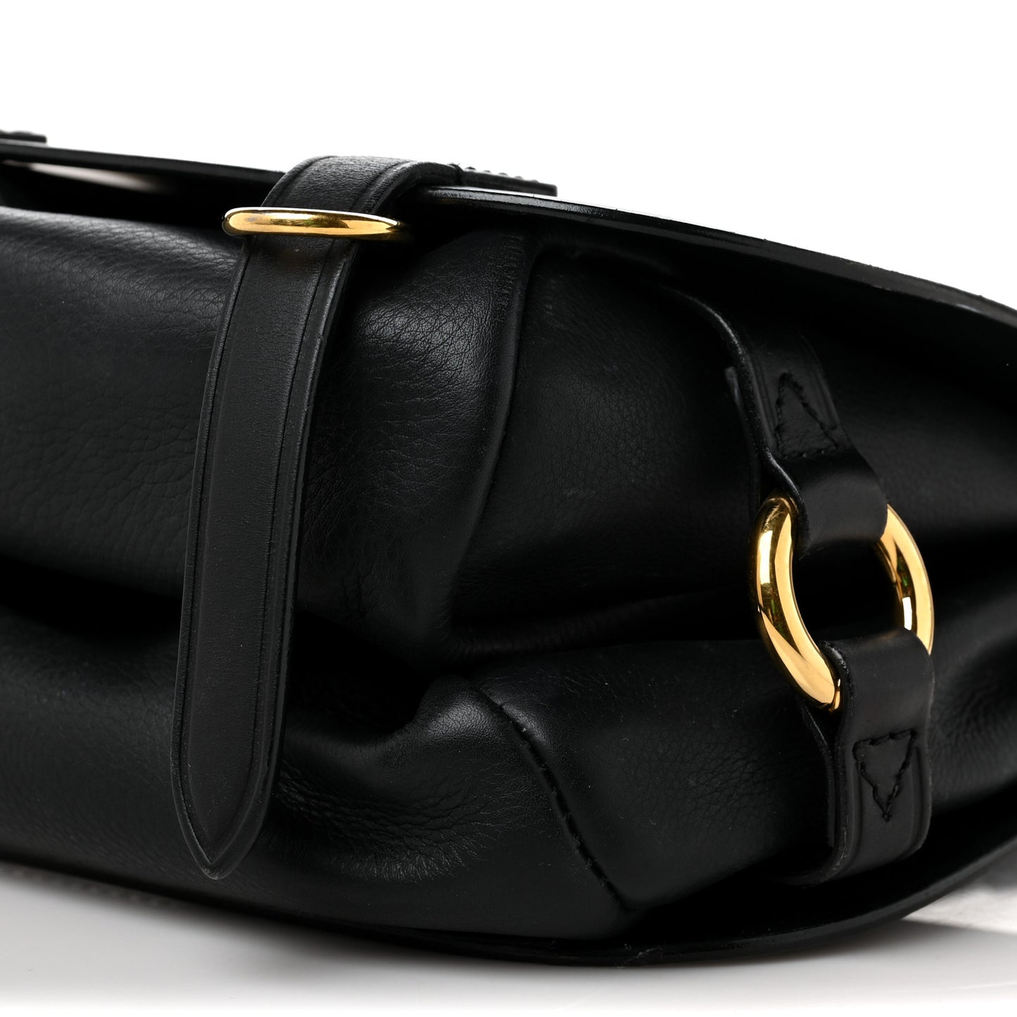 Calfskin Large Bridle Saddle Bag Black