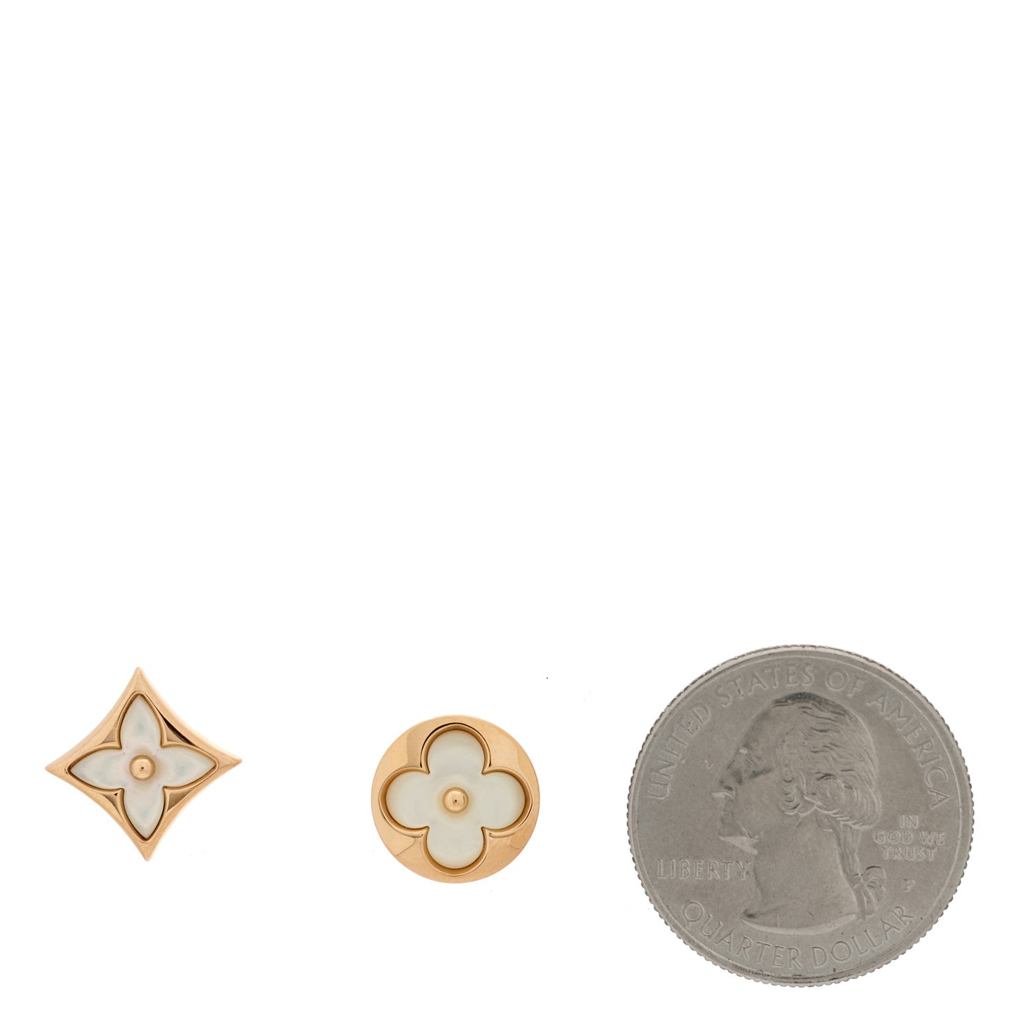 Louis Vuitton 18K Pink Gold Mother of Pearl Color Blossom Star & Sun Stud Earrings 2 of 5