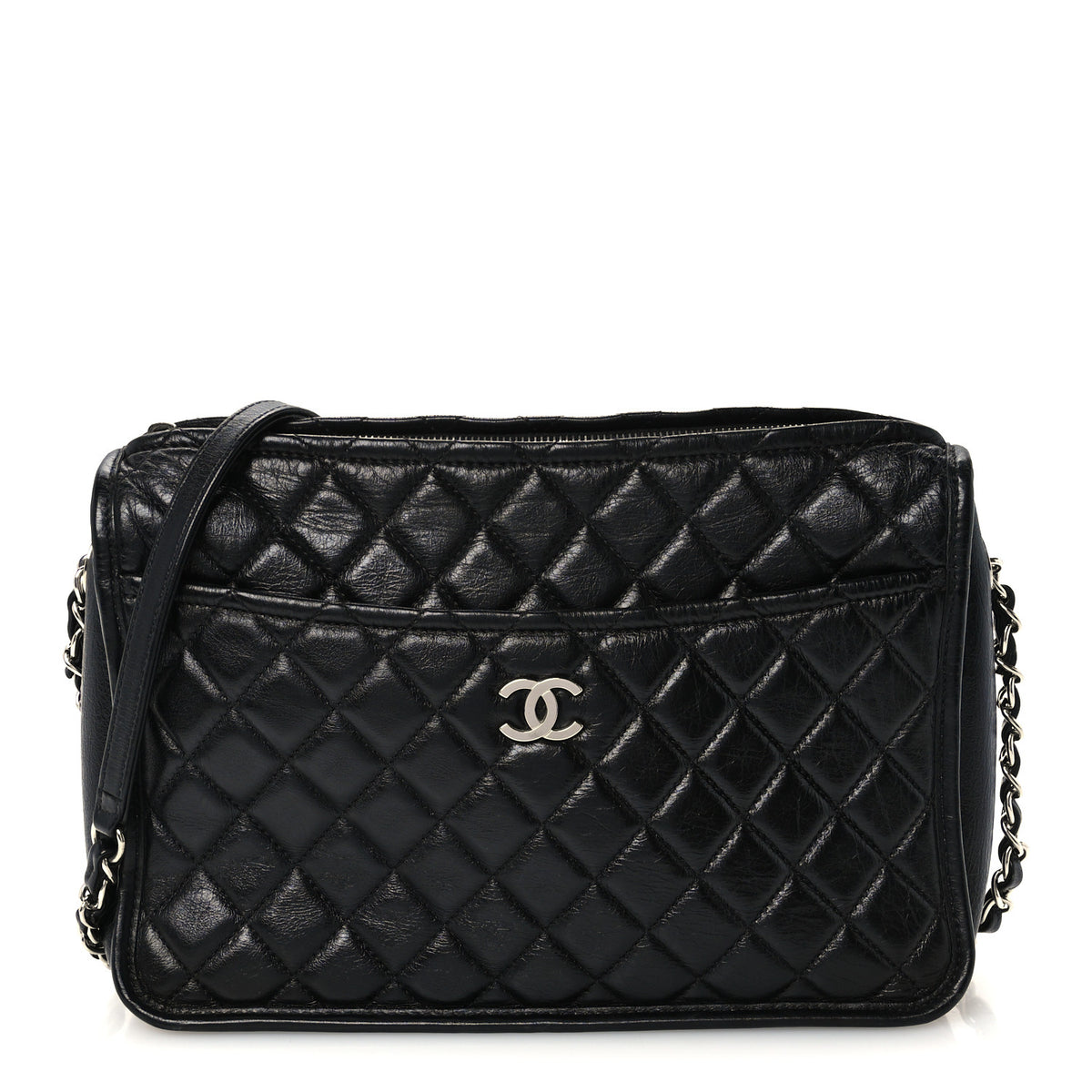 Chanel Aged Calfskin Quilted Large Working Vibe Camera Case Black 1 of 10