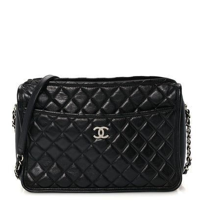 Chanel Aged Calfskin Quilted Large Working Vibe Camera Case Black 1 of 10