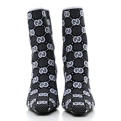 Gucci Technical Jersey Knit GG Monogram Square G 75mm Ankle Boots 38 Black Great White 2 of 9