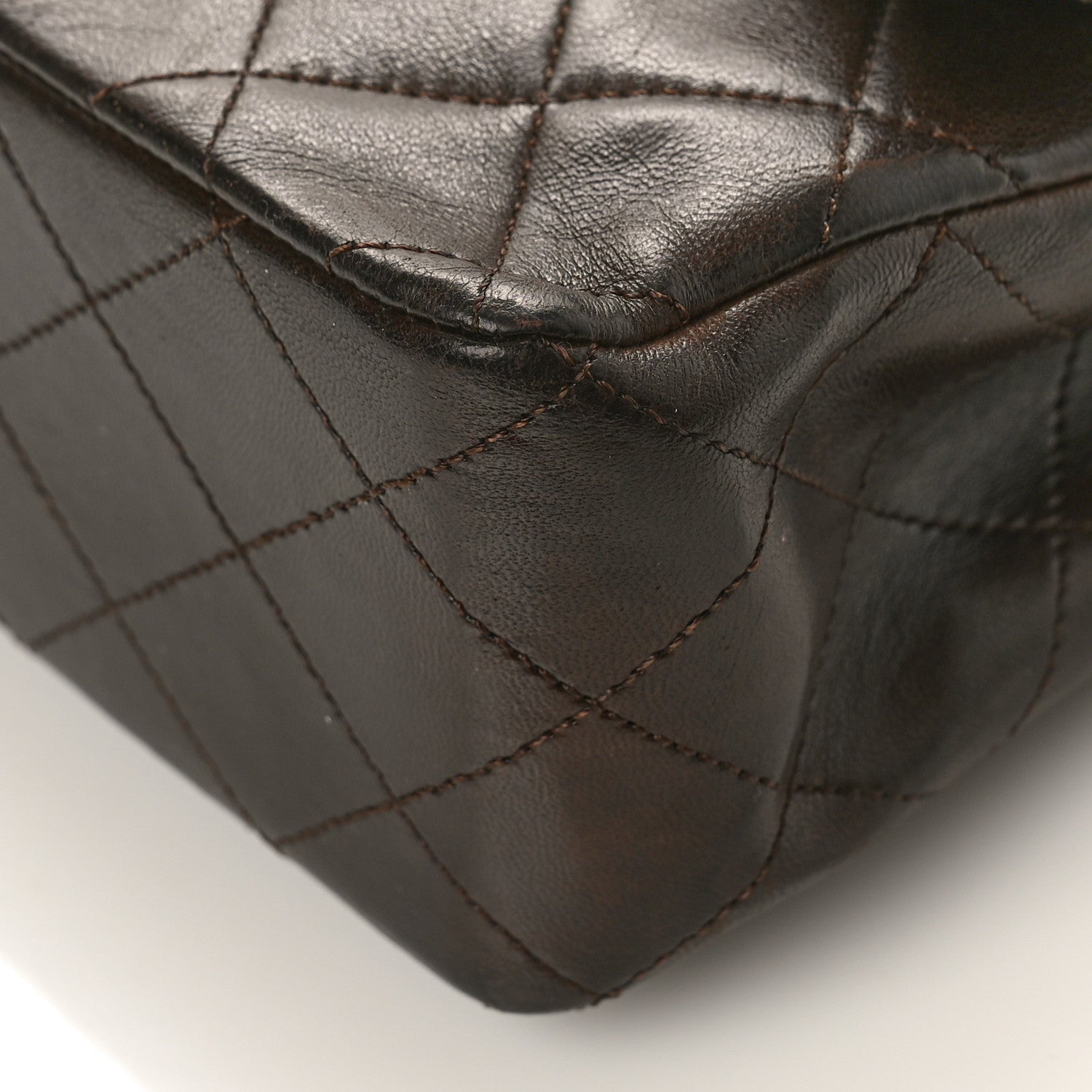 Chanel Lambskin Quilted Medium Double Flap Dark Brown 9 of 11