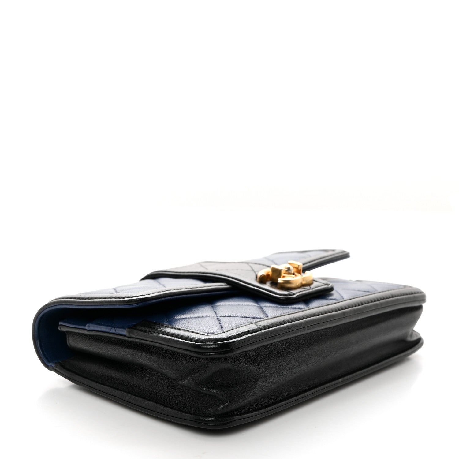 Chanel Lambskin Quilted Elegant CC Wallet On Chain WOC Blue Black 4 of 11