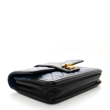 Chanel Lambskin Quilted Elegant CC Wallet On Chain WOC Blue Black 4 of 11