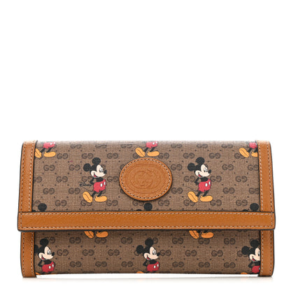 Gucci X DISNEY Mini Vintage GG Supreme Monogram Mickey Mouse Continental Wallet Beige Vintage Sun Oil 1 of 8