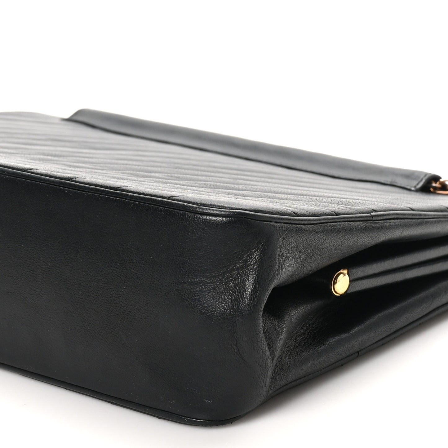 Lambskin Diagonal Quilted Kisslock Bag Black