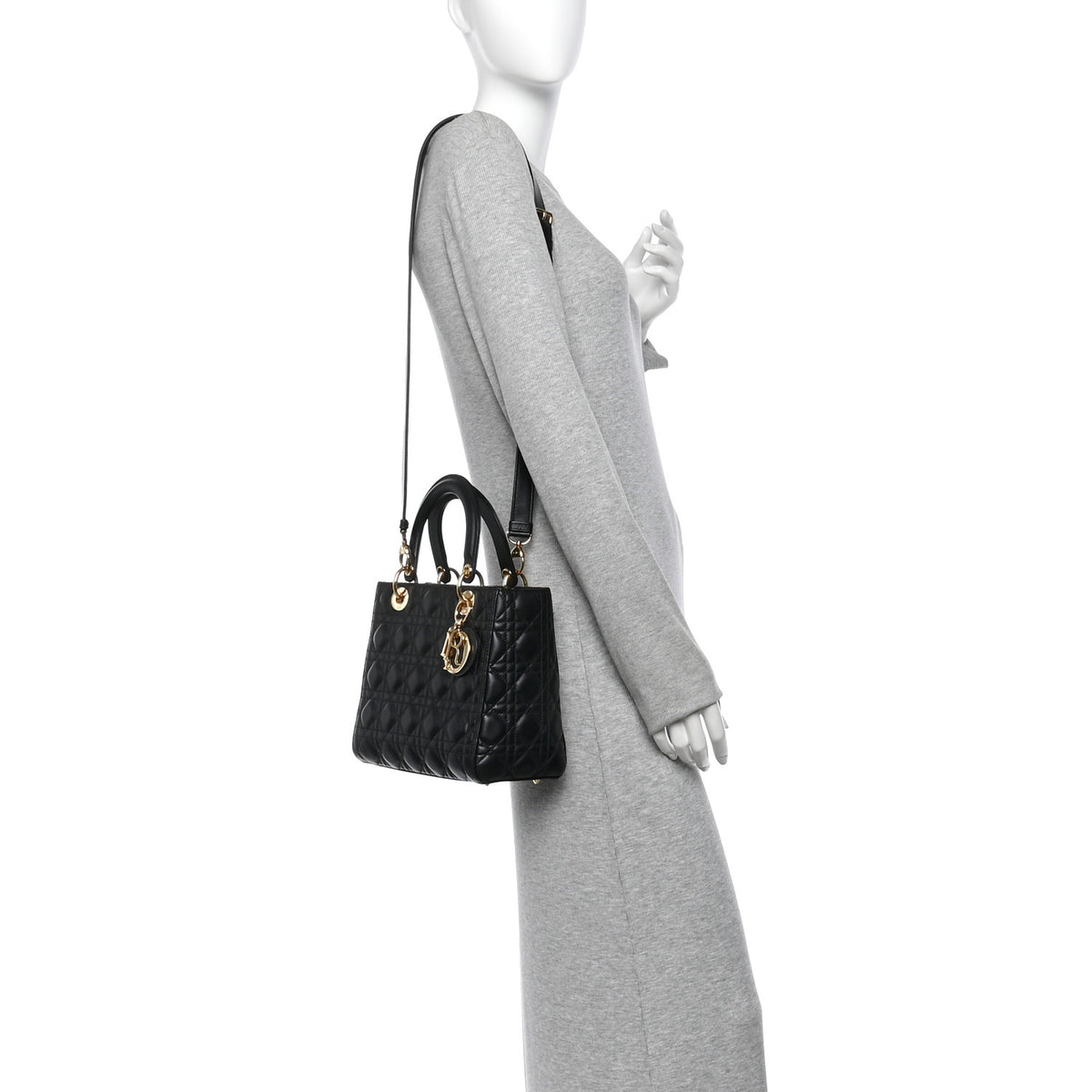 Lambskin Cannage Medium Lady Dior Black
