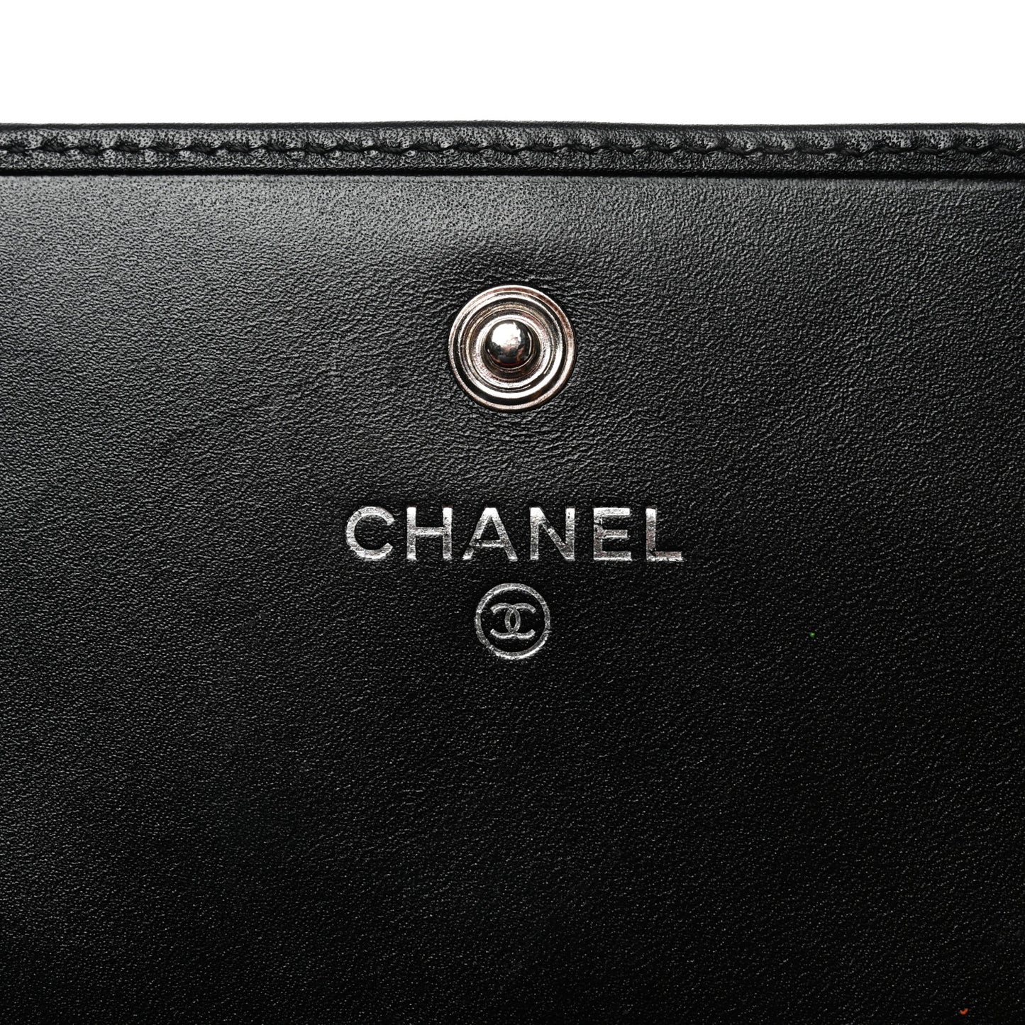Calfskin Quilted Cambon Gusset Flap Wallet Black