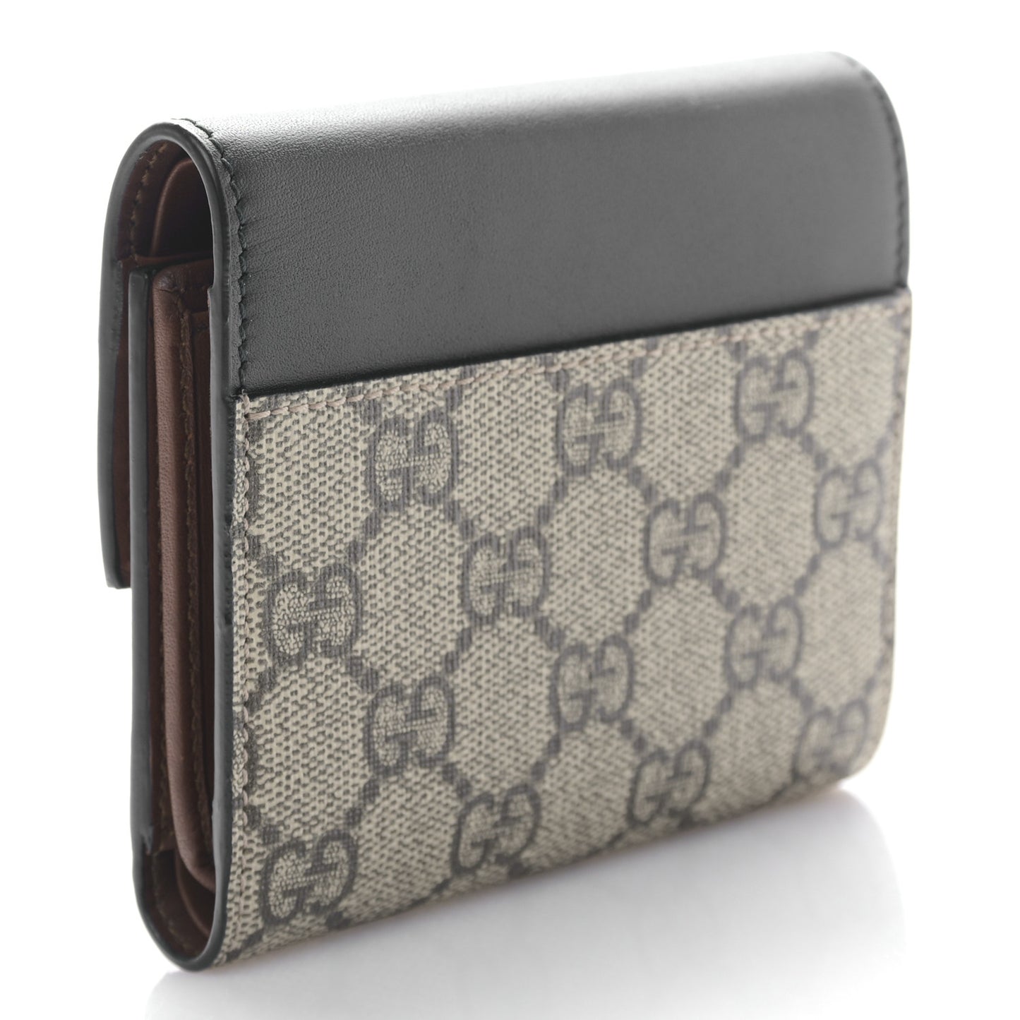 GG Supreme Monogram Calfskin Padlock Wallet Beige Black