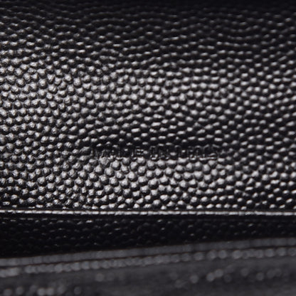 Saint Laurent Grain De Poudre Matelasse Chevron Small Monogram Envelope Wallet Black 7 of 8