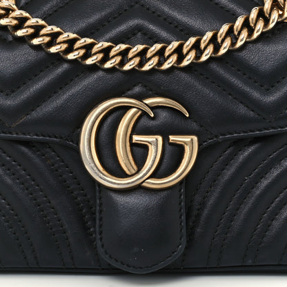 Gucci Calfskin Matelasse Mini GG Marmont Shoulder Bag Black 9 of 20