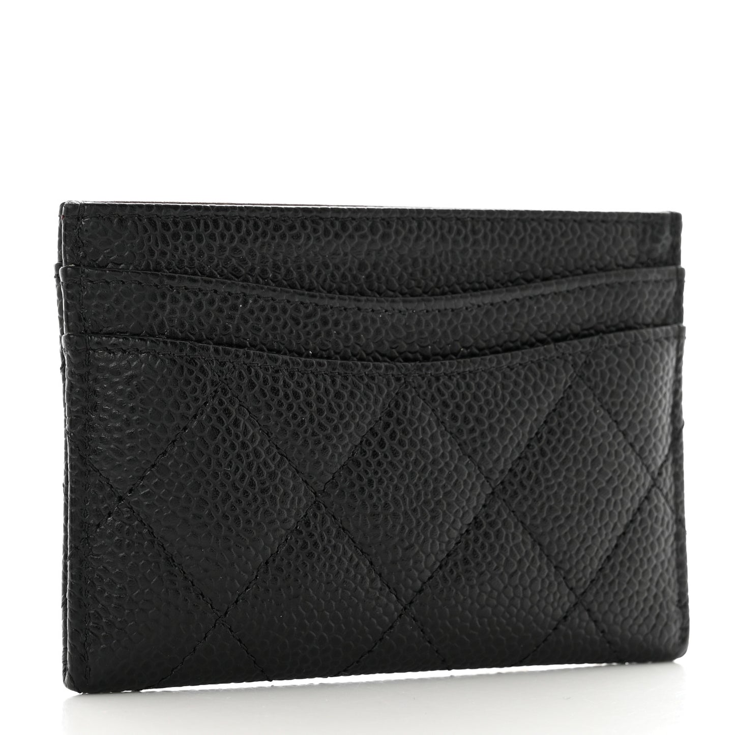 Caviar Quilted Card Holder Black