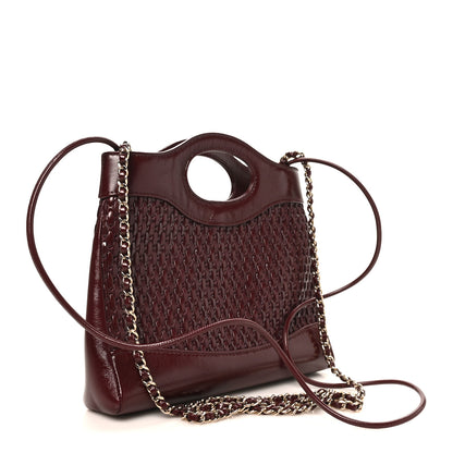 Chanel Shiny Lambskin Patent Calfskin Quilted Mini 31 Shopping Bag Dark Burgundy 3 of 10
