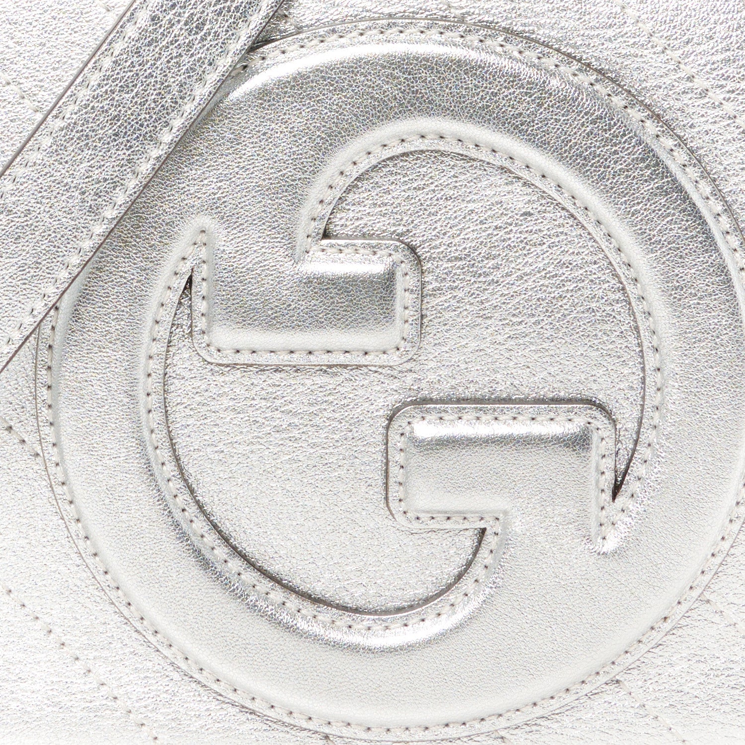 Gucci Metallic Sakai Be Green Calfskin Diagonal Stitched Small Blondie Shoulder Bag Silver 8 of 10