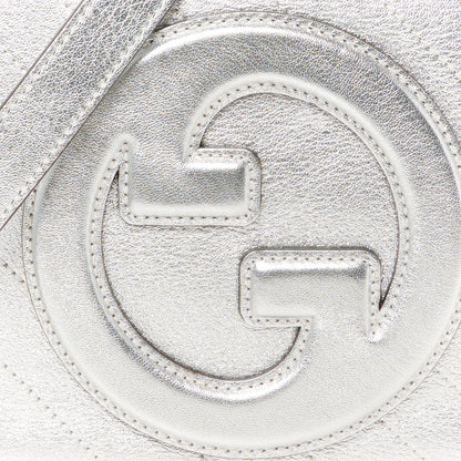 Gucci Metallic Sakai Be Green Calfskin Diagonal Stitched Small Blondie Shoulder Bag Silver 8 of 10