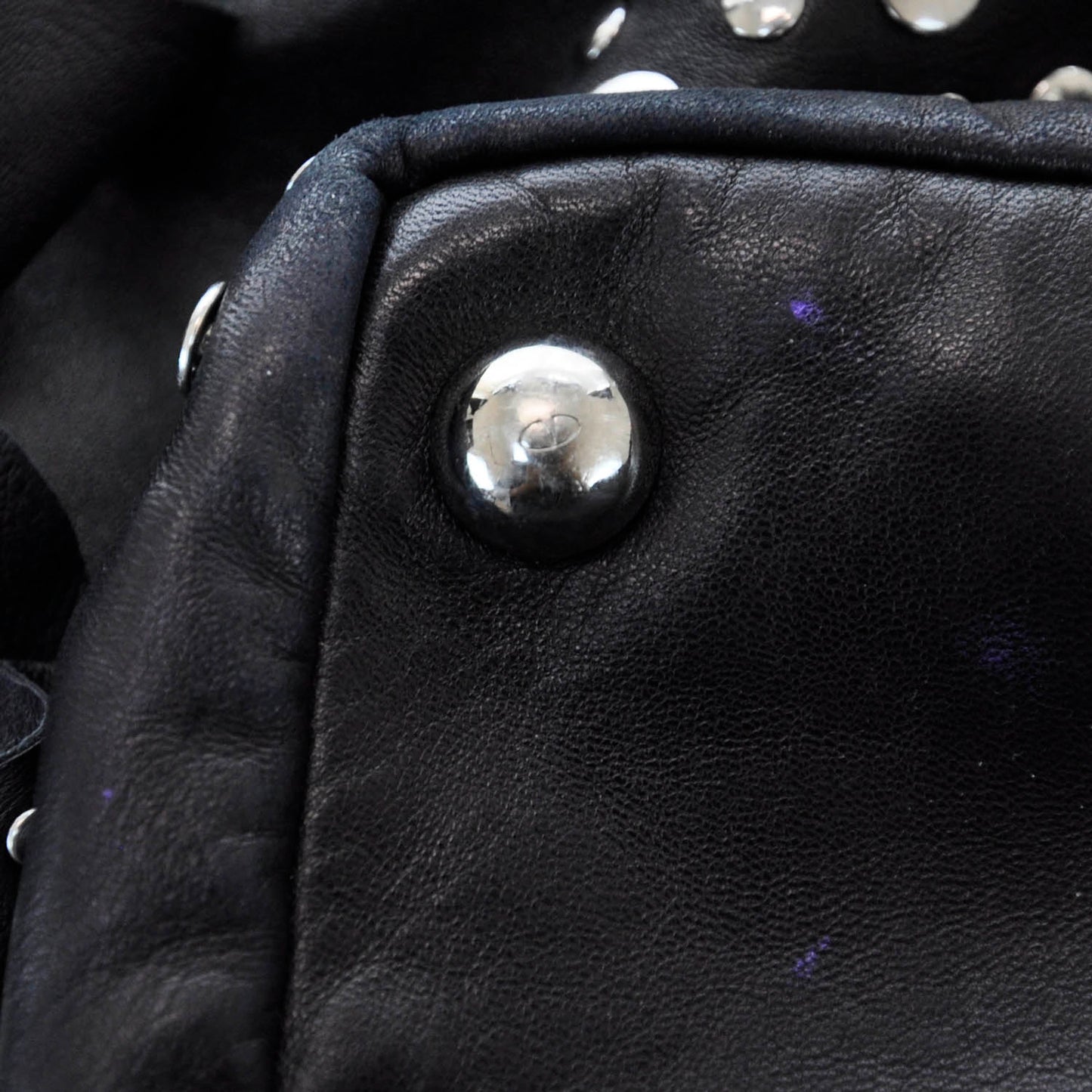 Leather Studded Petale Tote Black