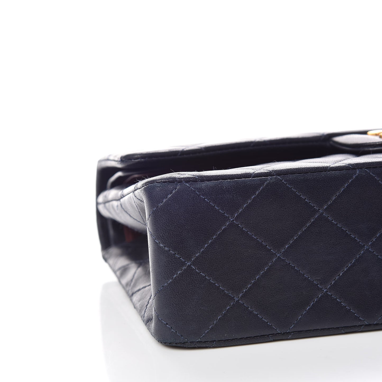 Lambskin Quilted Medium Double Flap Navy