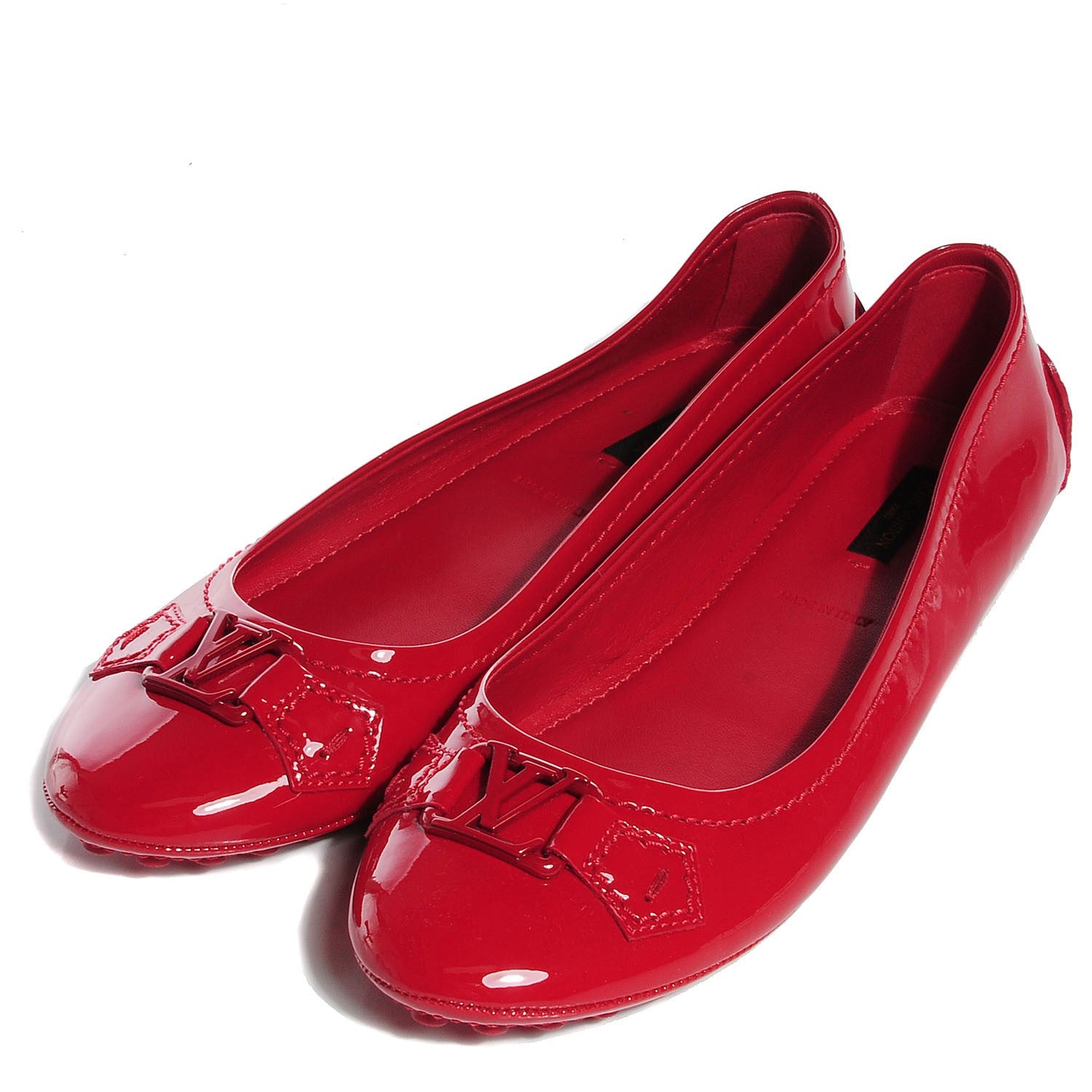 Louis Vuitton Patent Calfskin Oxford Ballerina Flats 39 Rouge 3 of 8