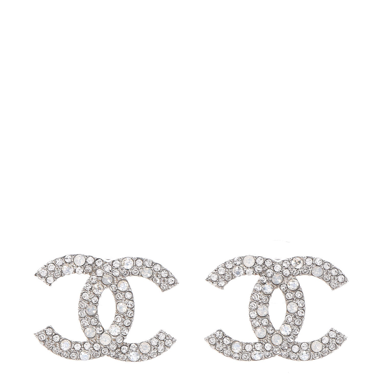 Chanel Crystal Timeless CC Earrings Silver 1 of 5
