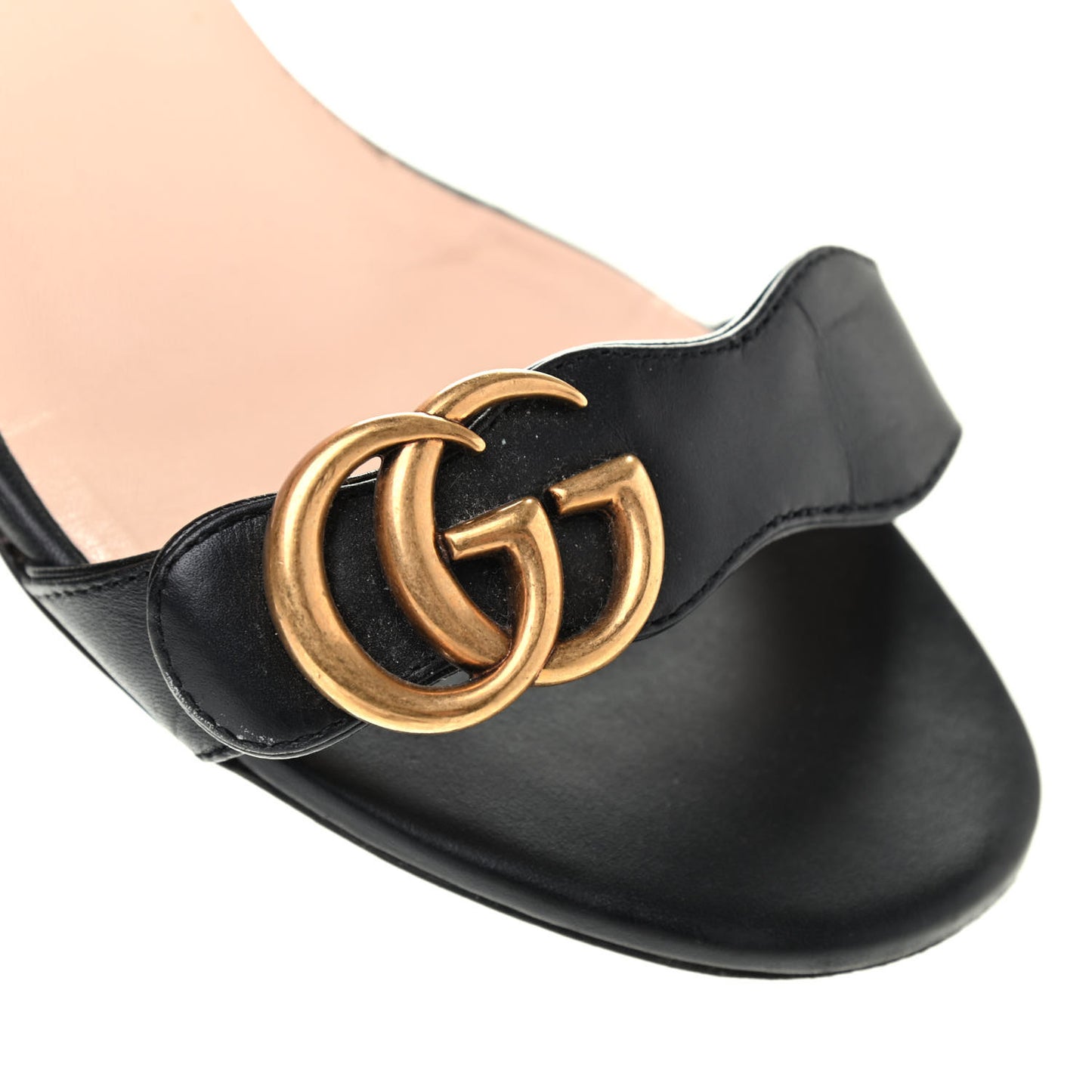 Lifford Calfskin GG Marmont Ankle Wrap 75mm Sandals 38 Black