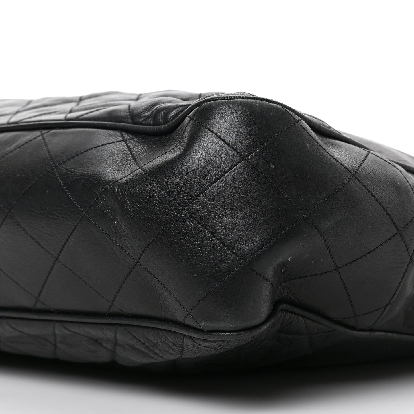 Lambskin Quilted Shopping Tote Black