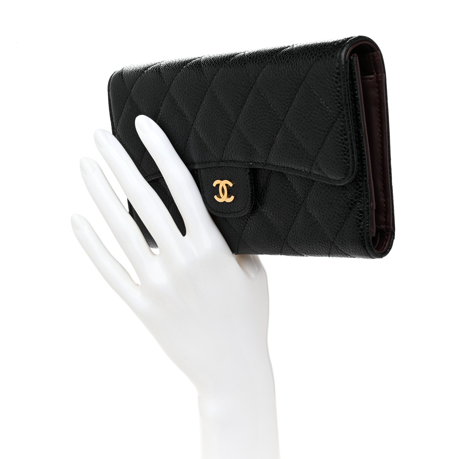 Chanel Caviar Quilted Long Flap Wallet Black 2 of 9
