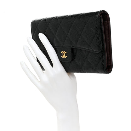 Chanel Caviar Quilted Long Flap Wallet Black 2 of 9