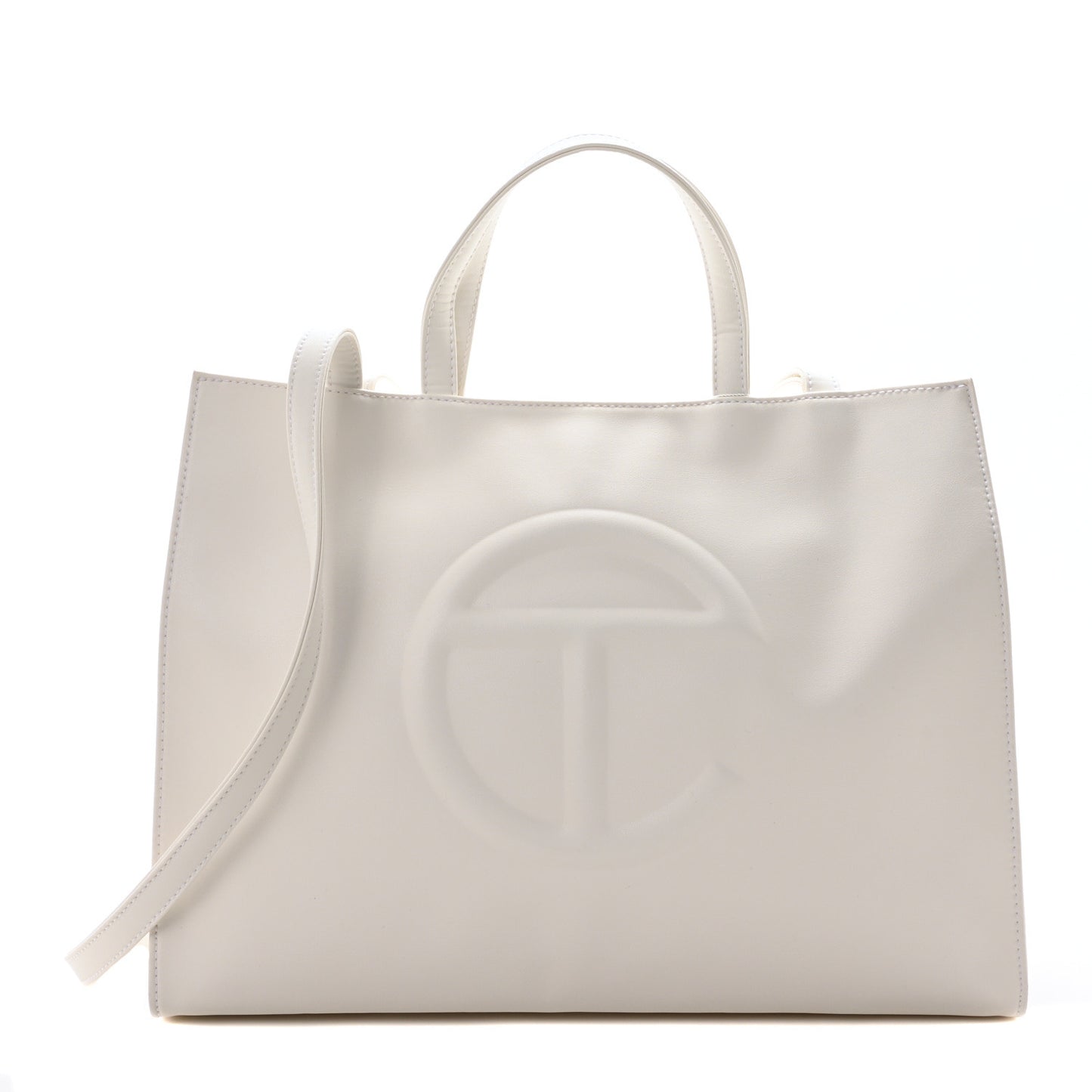 Vegan Leather Medium Shopping Bag White
