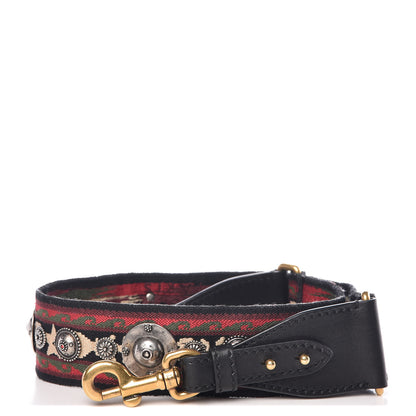 Christian Dior Canvas Embroidered Studded Bohemian Shoulder Strap Red 1 of 5
