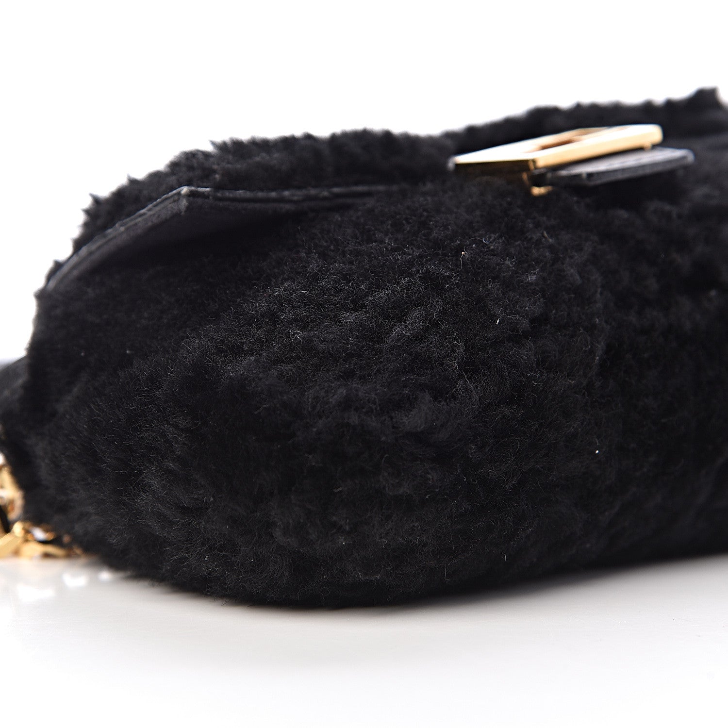 Fendi Shearling Shiny Nappa Micro Baguette Black 8 of 10