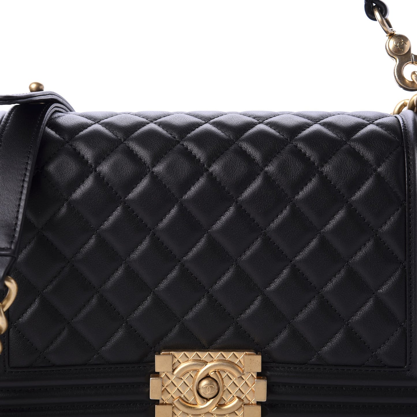 Calfskin Medium Boy Logo Top Handle Flap Black