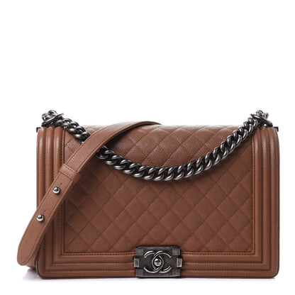 Chanel Caviar Quilted New Medium Boy Flap Light Brown 1 of 4