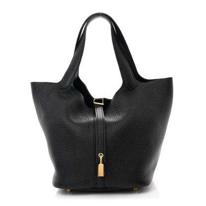 Hermes Taurillon Clemence Picotin Lock 22 MM Black 1 of 10