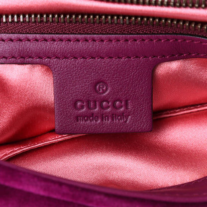 Gucci Velvet Matelasse Medium GG Marmont Shoulder Bag Fuchsia Violet Cyclamen 8 of 11