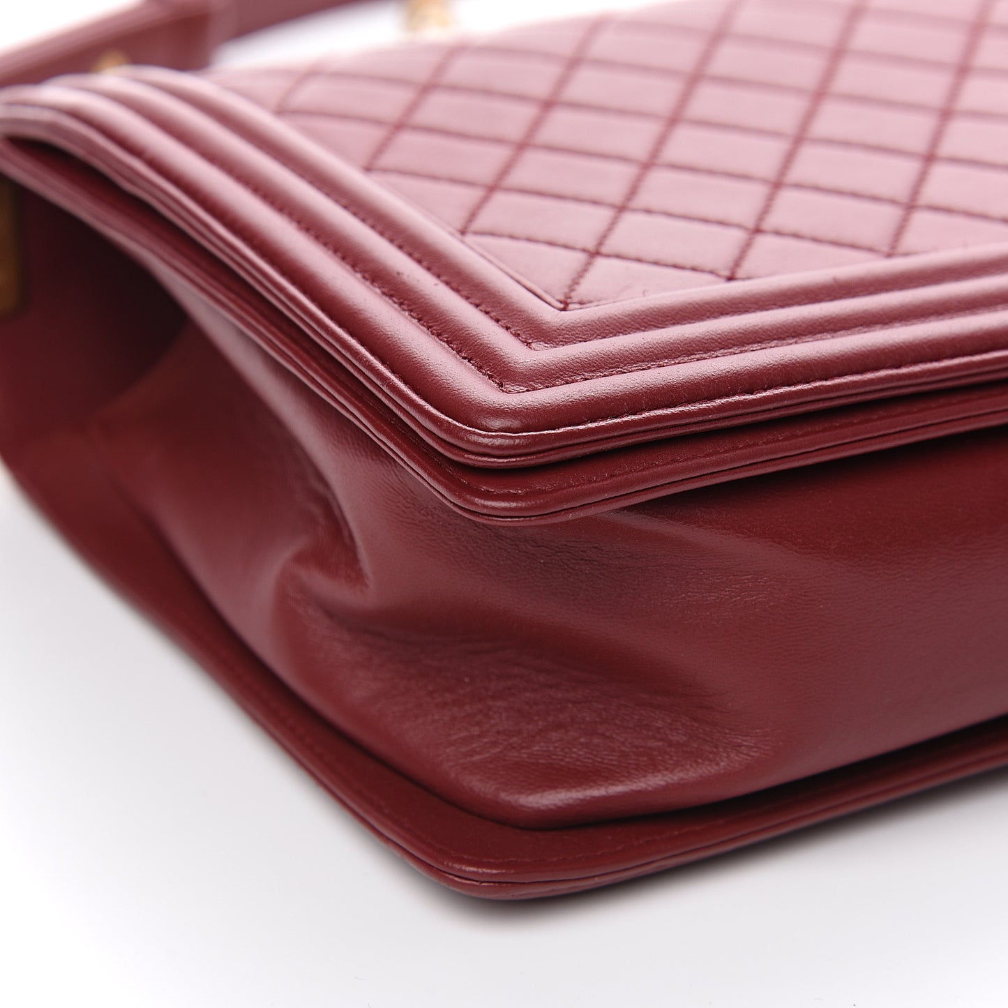 Lambskin Quilted New Medium Boy Flap Dark Red