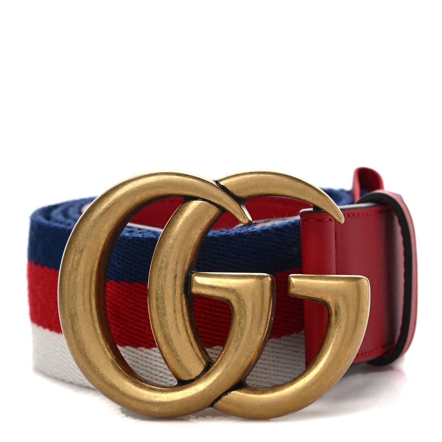 Nylon Calfskin Double G Web 40mm Belt 95 38 Blue Red White