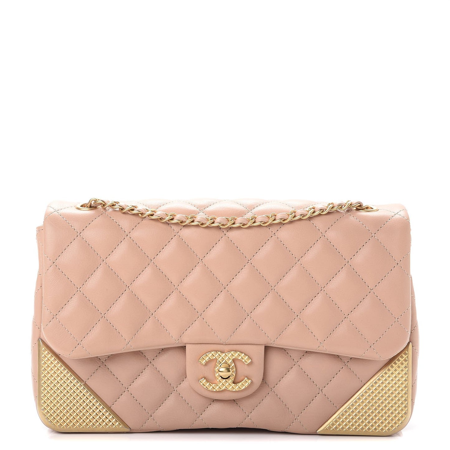 Calfskin Quilted Rock The Corner Flap Pink