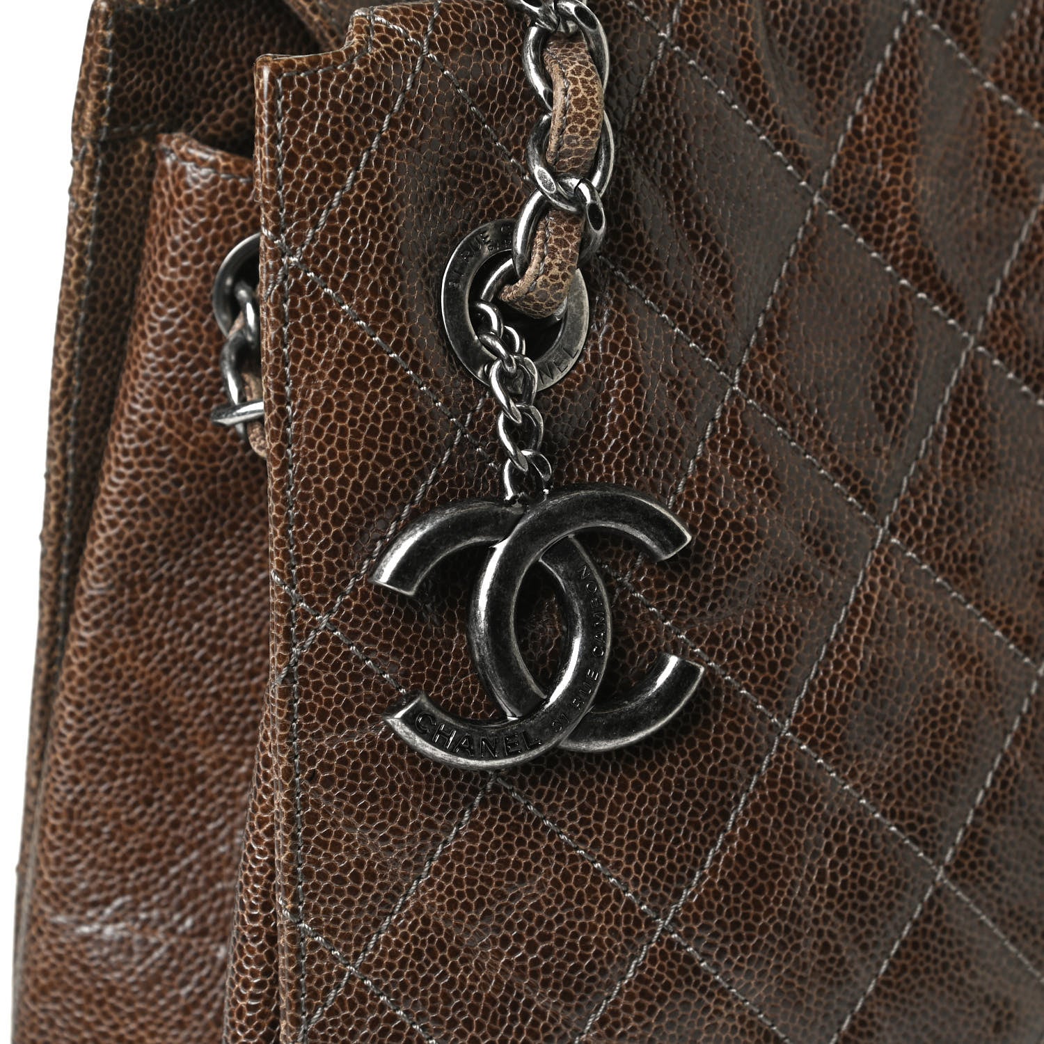 Chanel Crumpled Grained Calfskin CC Crave Tote Brown 13 of 16