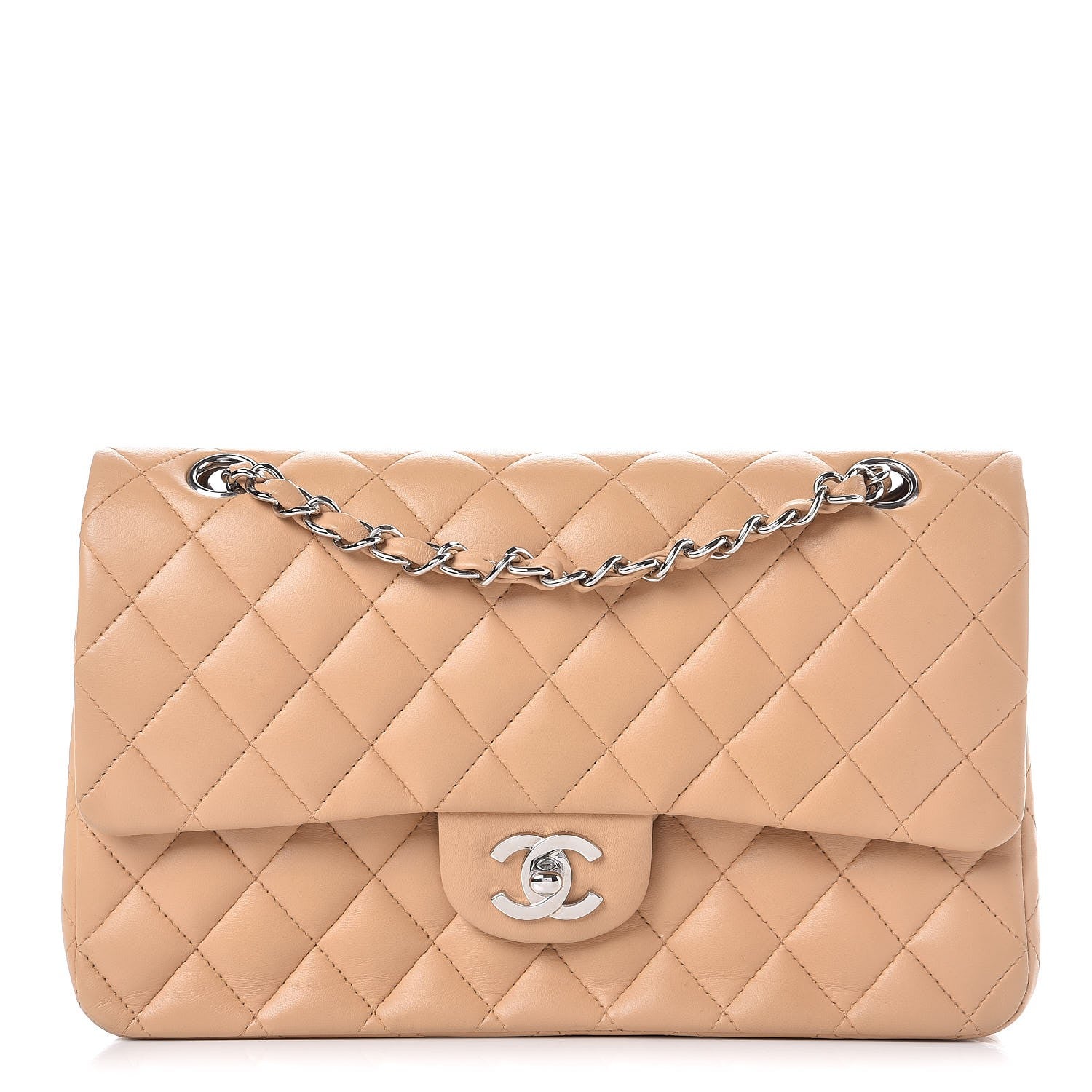 Chanel Lambskin Quilted Medium Double Flap Beige 1 of 15
