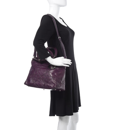 Christian Dior Lambskin Cannage Medium Granville Tote Purple 2 of 16