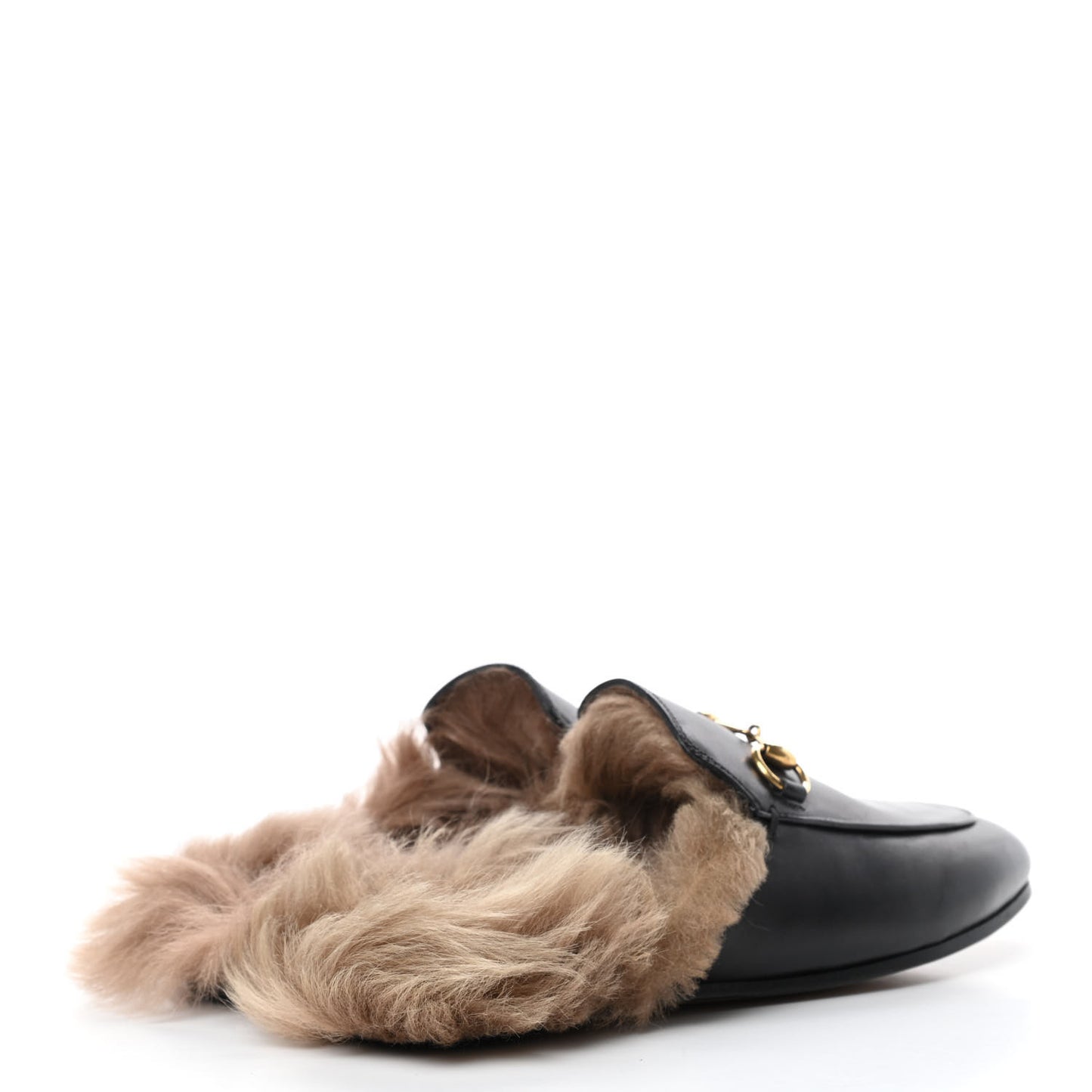 Calfskin Fur Womens Princetown Slippers 36 Black
