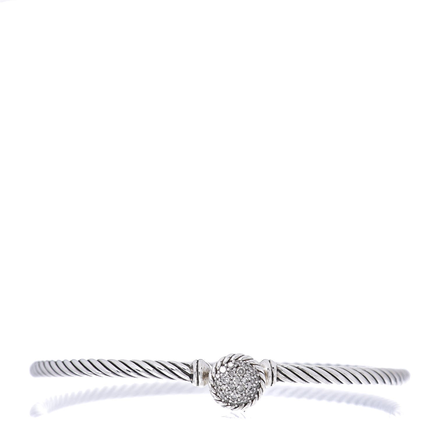 David Yurman Sterling Silver Diamond 3mm Chatelaine Bracelet 1 of 4