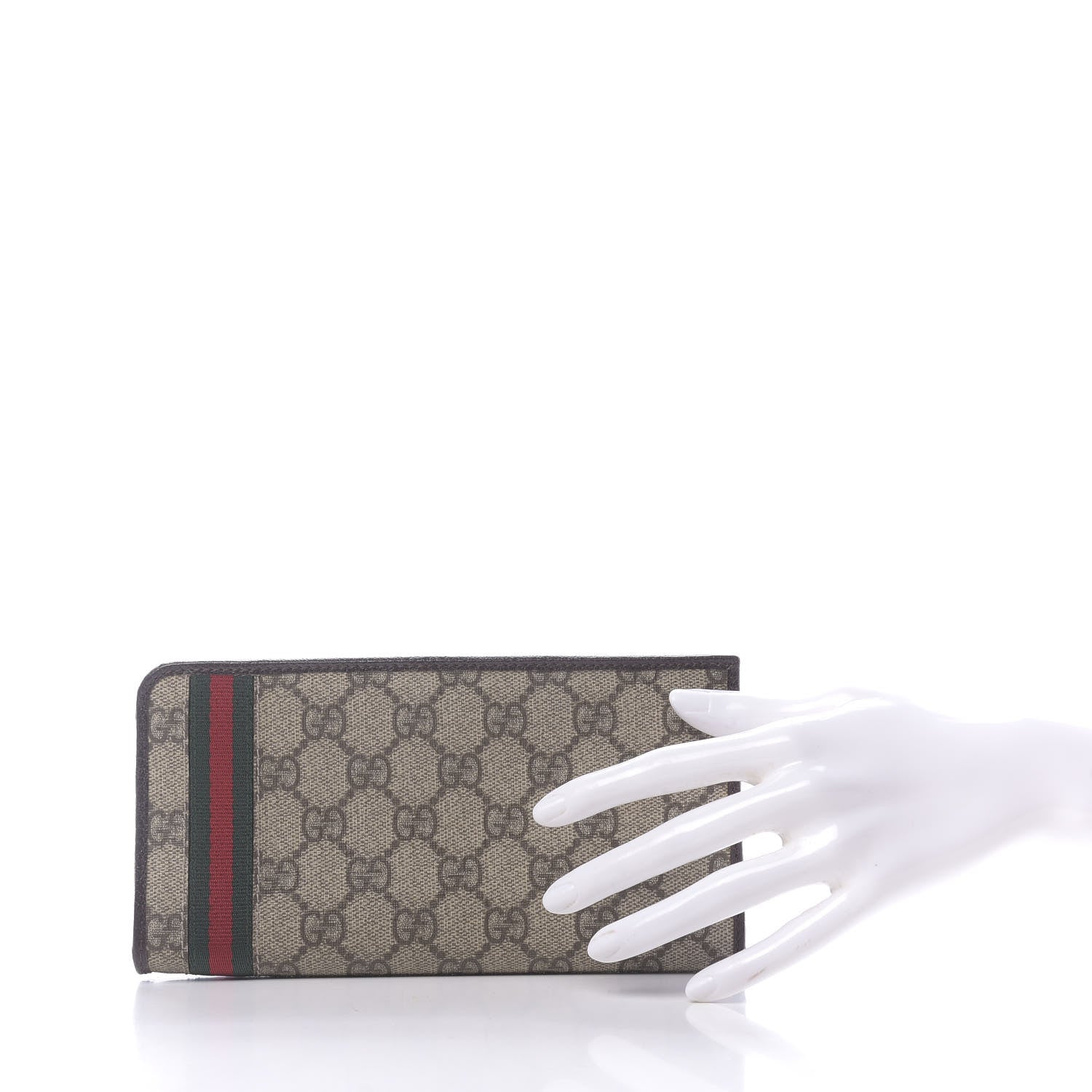 Gucci GG Supreme Monogram Web Zip Around Wallet Brown 5 of 10