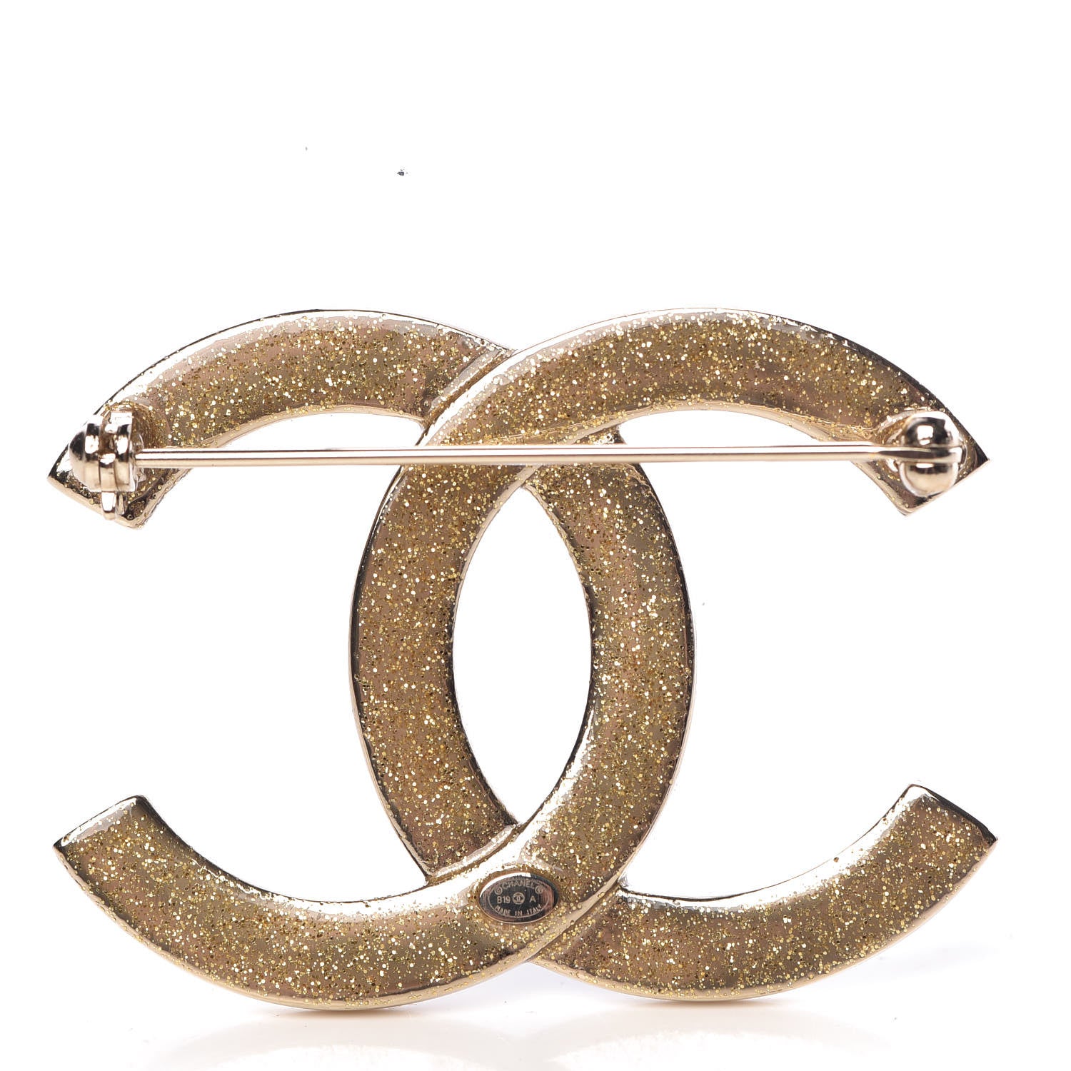 Chanel Enamel Crystal CC Brooch Gold Black 3 of 5