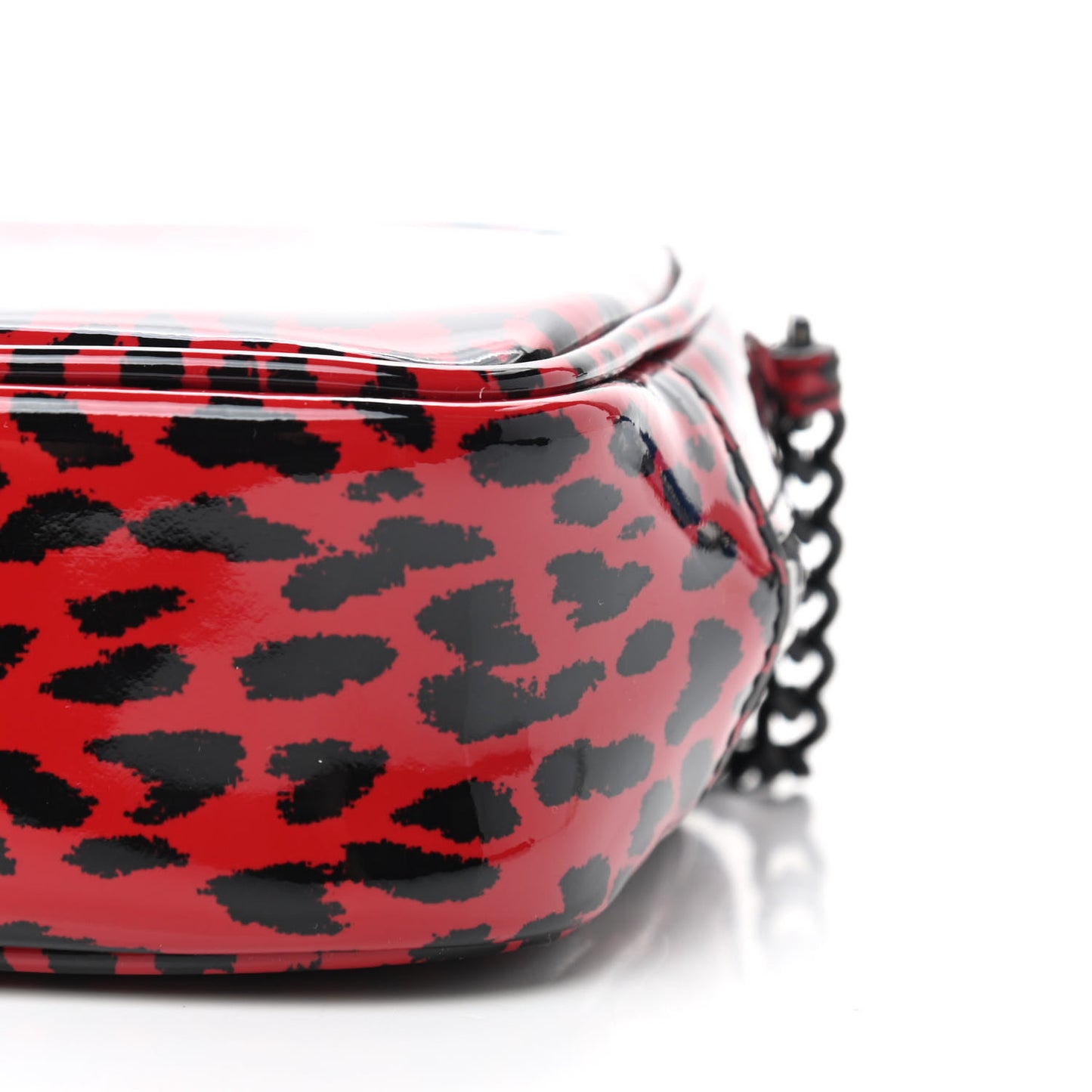 Patent Calfskin Leopard Print Monogram Mini Lou Camera Bag Red